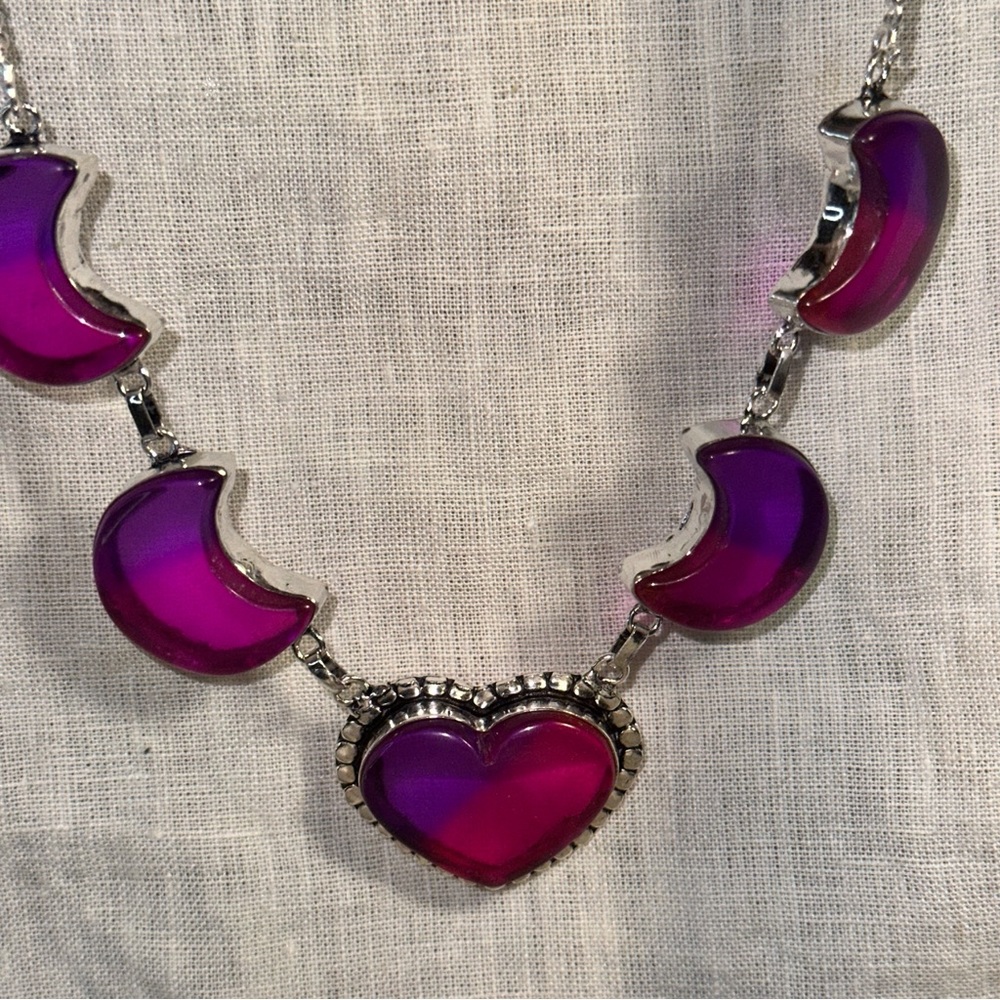 Tourmaline bi-color Moon & Stars multi-gem necklace - Picture 5 of 7